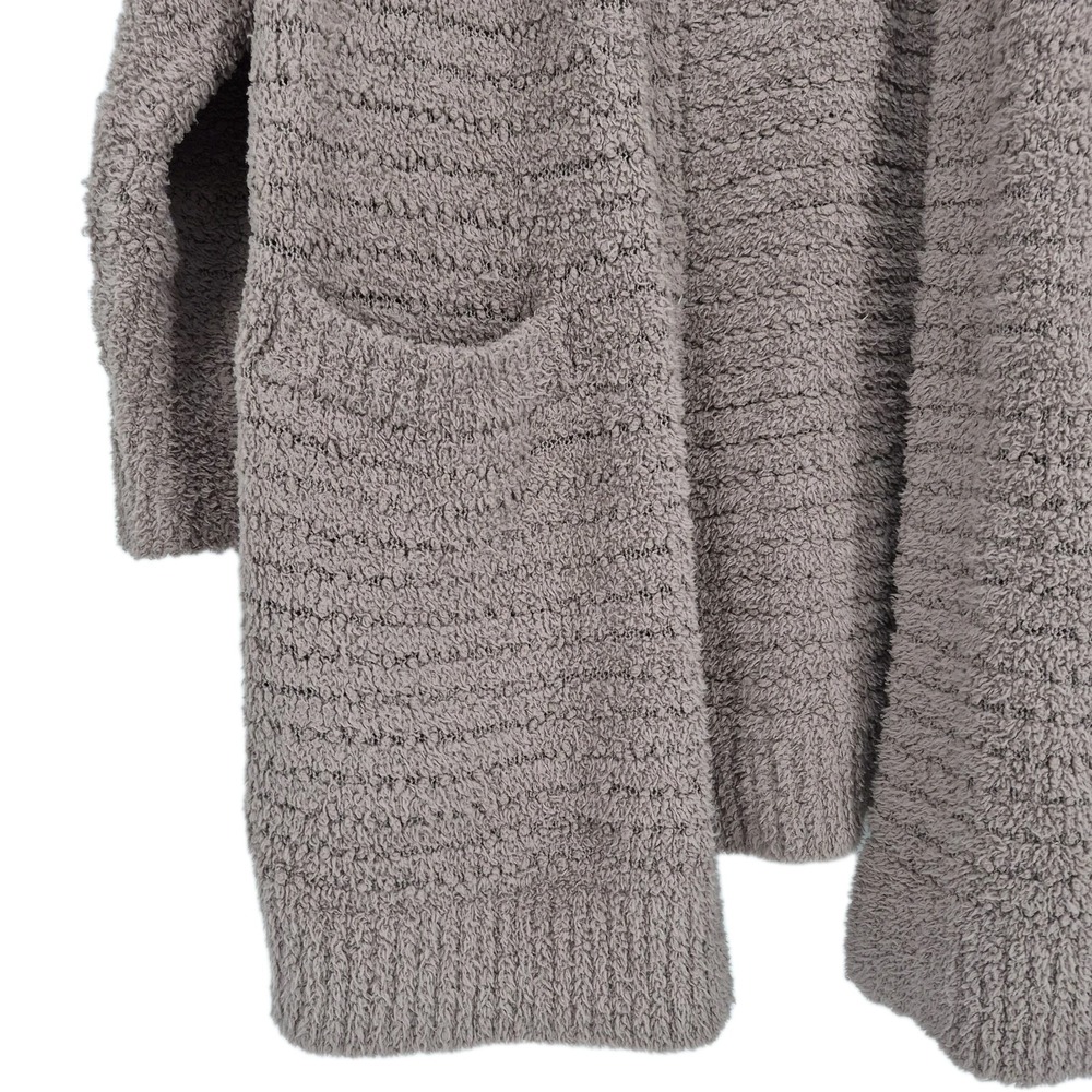 Barefoot Dreams CozyChic Boucle Welt Pocket Cardigan Sweater Taupe Sz S - Picture 4 of 11